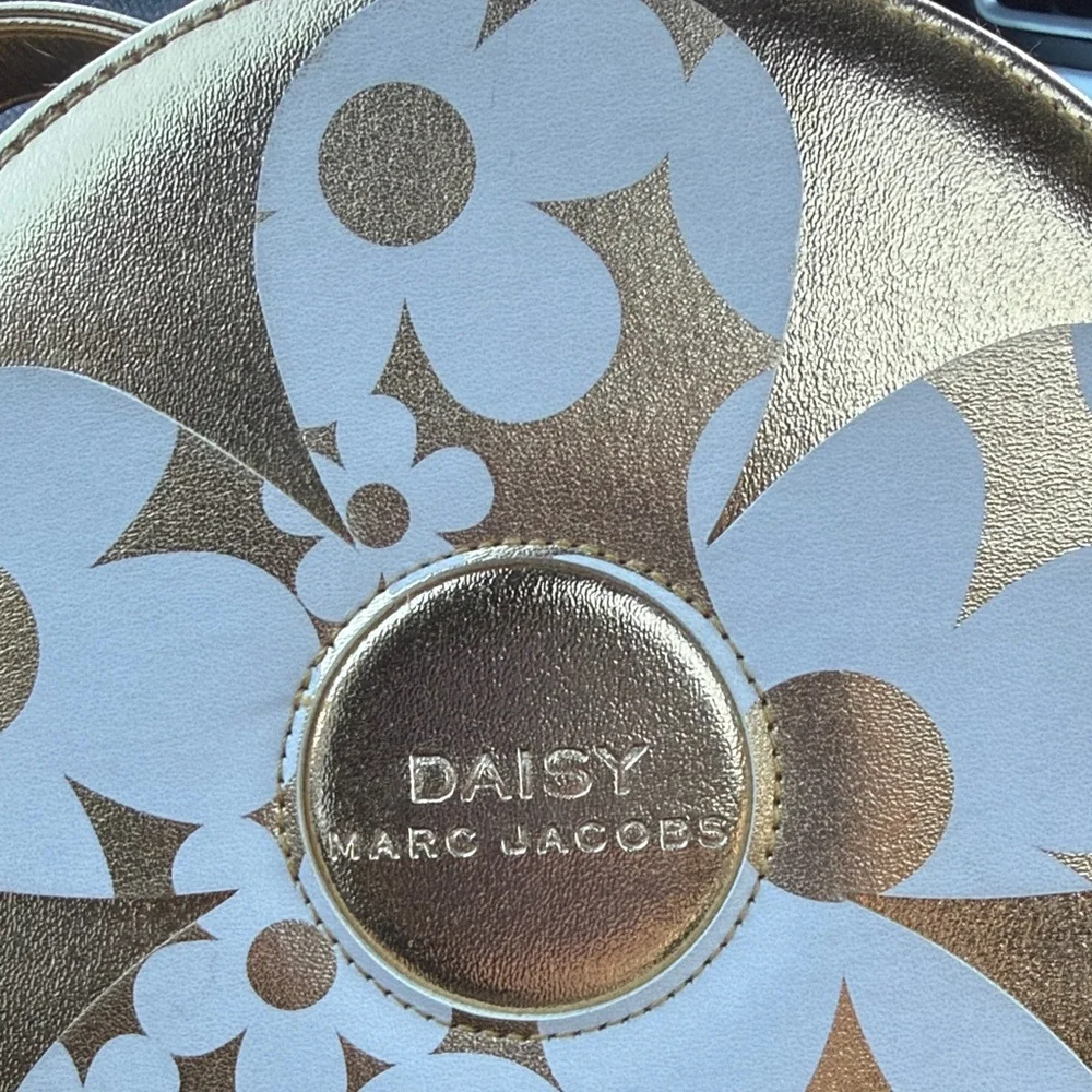 Marc Jacobs Gold and White Floral Round Bag
